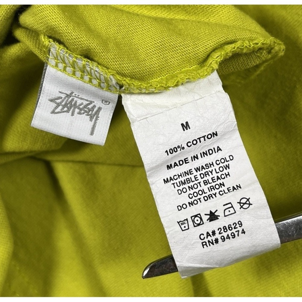 Y2K Stussy Long Sleeve Tee Neon Green/Yellow Men's Size M Skate Casual Vintage - Picture 8 of 8